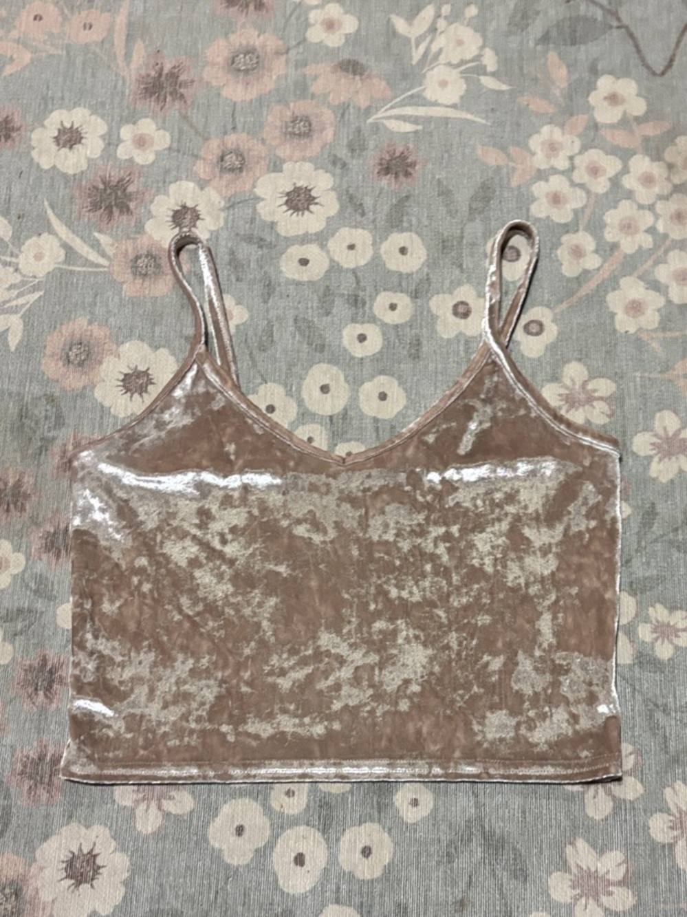 Kimchi Blue Velvet Cropped Cami in Taupe